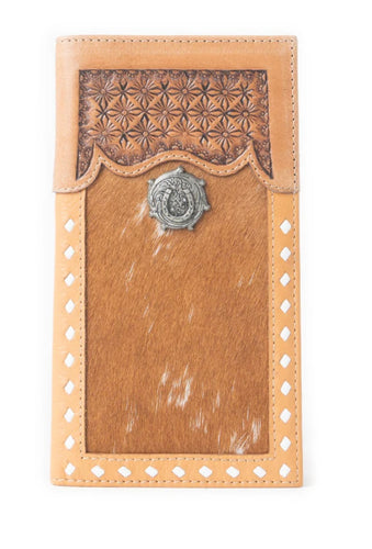2506MB Hair-on Hand Tooled Leather Wallet