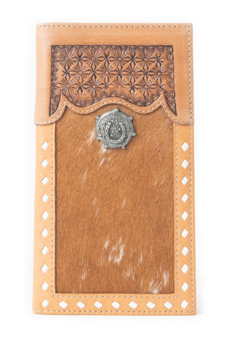 2506MB Hair-on Hand Tooled Leather Wallet