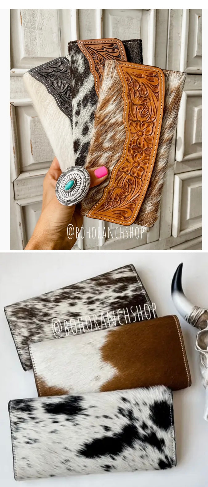 2543BH Women’s Hand-Tooled Hair On Wallet