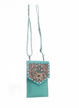 Load image into Gallery viewer, (#335) Petite Hand Tooled Bag in Teal