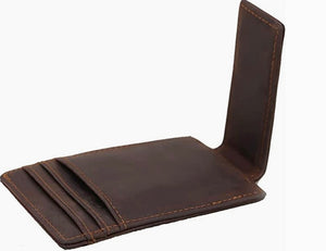 2503JF Dark Brown Leather Money Clip Wallet