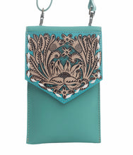 Load image into Gallery viewer, (#335) Petite Hand Tooled Bag in Teal