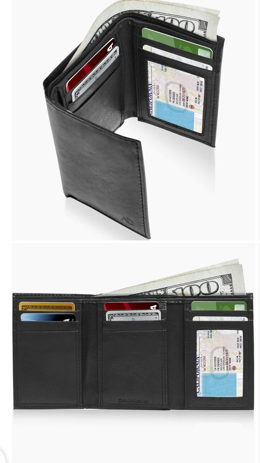 2501AD Men’s Genuine Leather Trifold Wallet ￼￼