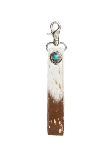 KF2503 Concho Brown & White Hairon Key Fob