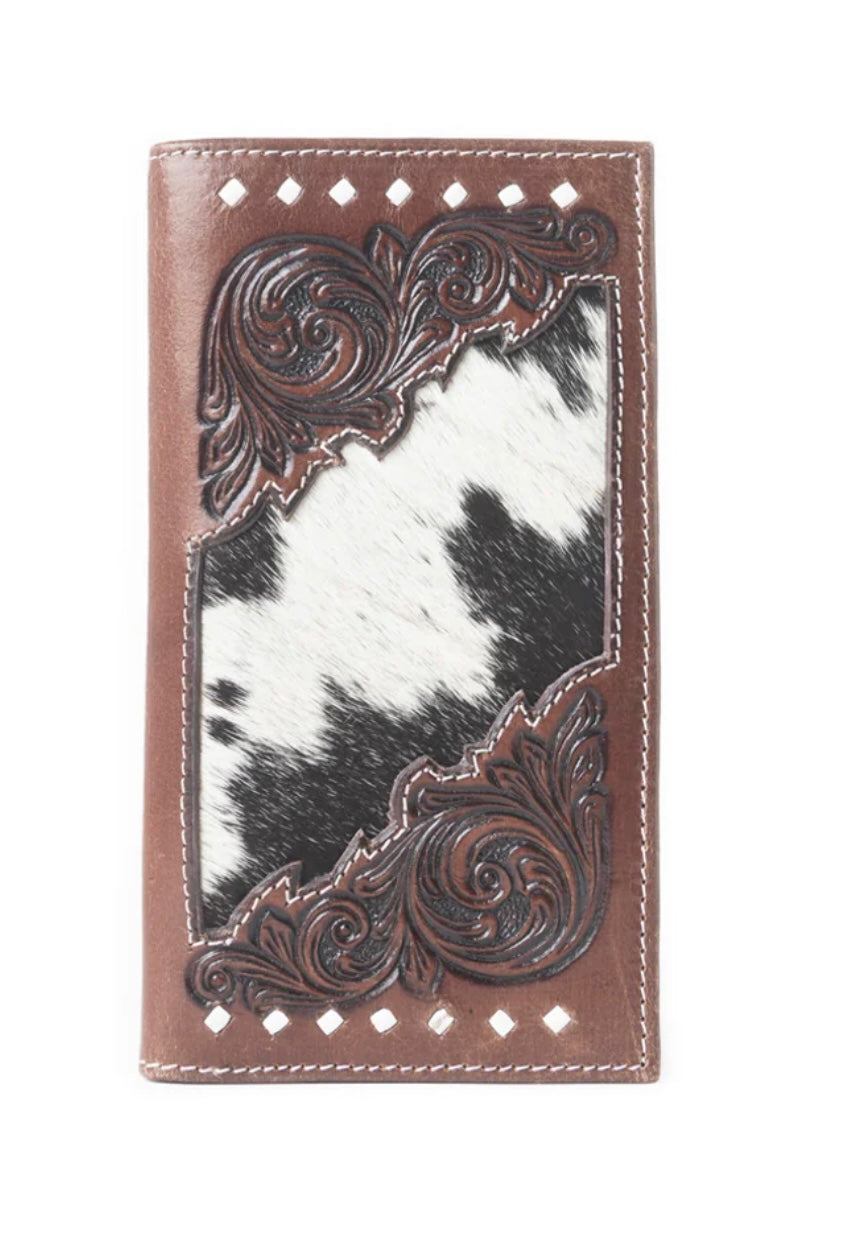 2505MB Hair-on Hand Tooled Leather Wallet