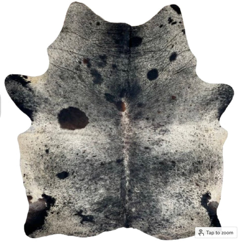 CH2503 Large Black and Off-White Speckled Brazilian
Cowhide, 2 brand marks