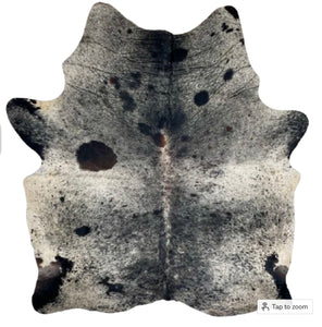 CH2503 Large Black and Off-White Speckled Brazilian
Cowhide, 2 brand marks